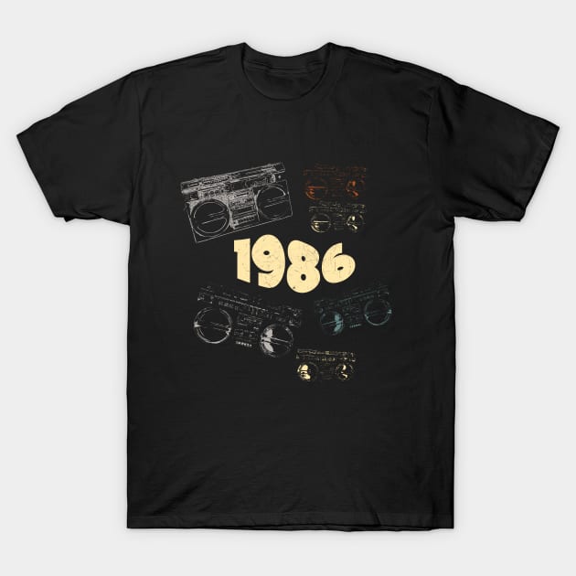 1986 on retro music, grunge radio T-Shirt by Degiab